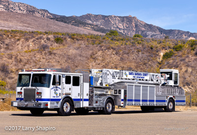 Santa Barbara County Fire Department CA KME Severe Service pumper TDA tractor-Drawn AerialCat aerial ladder Engine 11 Ladder 11 fire trucks apparatus Larry Shapiro photographer shapirophotography.net #larryshapiro